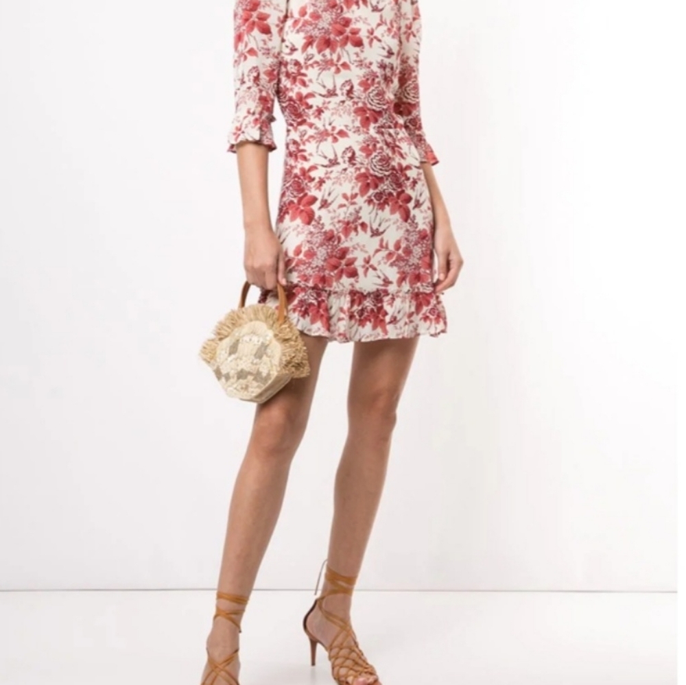Reformation Doutzen Floral Mini Red Dress Size 2